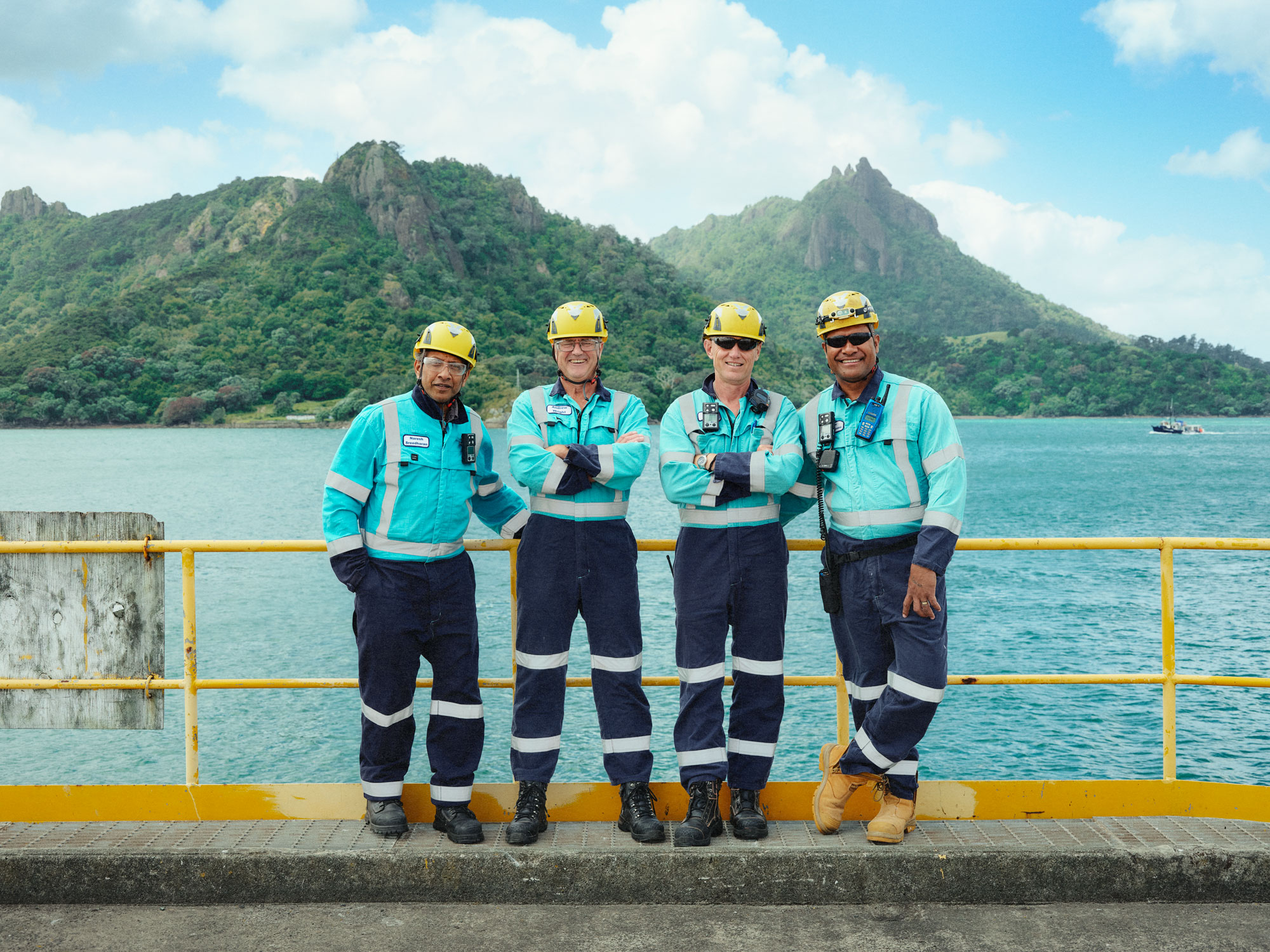Workers on the jetty, Marsden Point